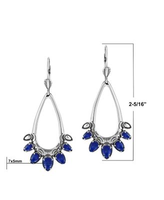 Sterling Silver Lapis Open Pear Gemstone Lever Back Earrings