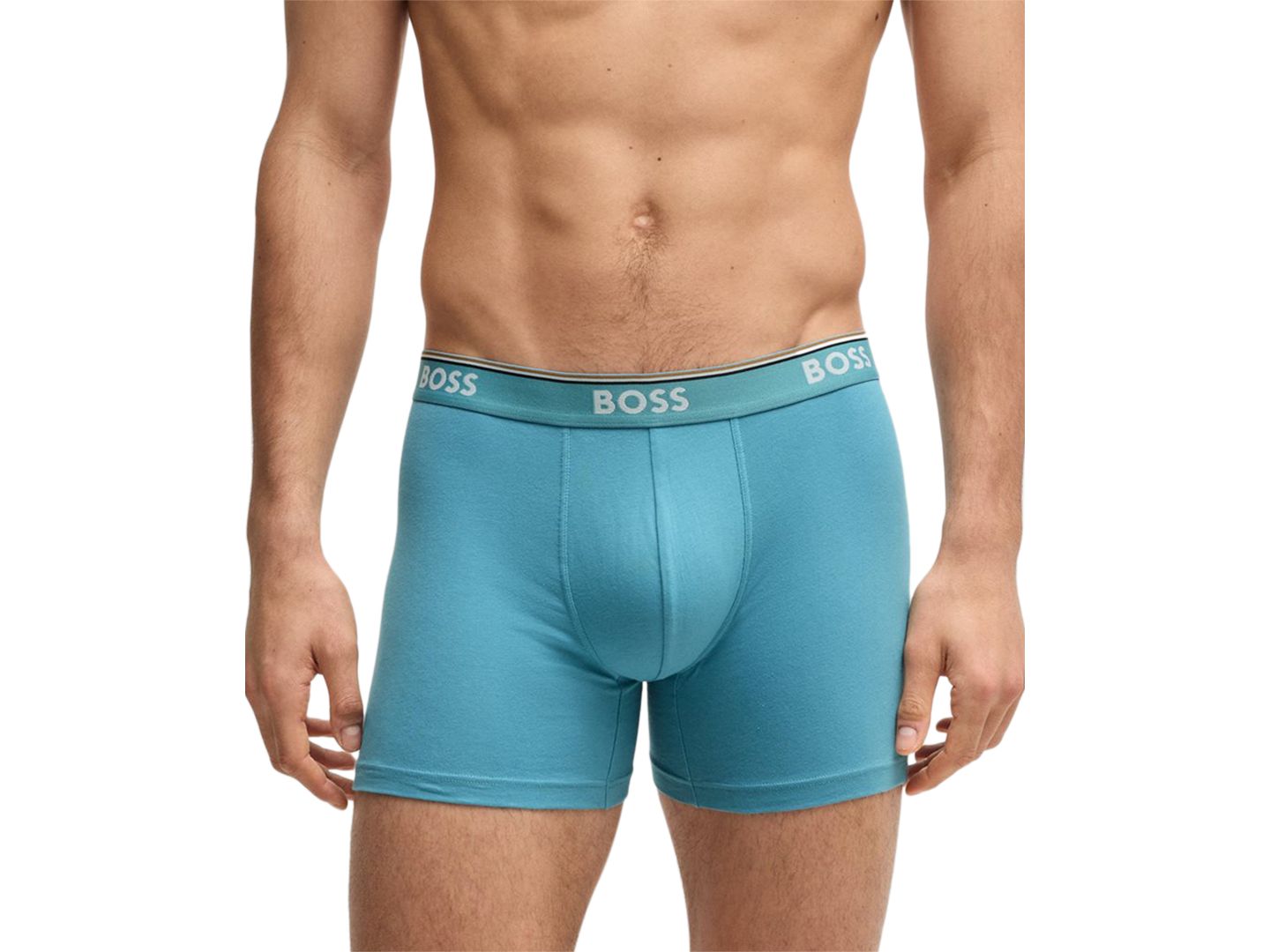 Трусы-боксеры Waistband для мужчин, с логотипом — Hugo Boss, цвет: Синий / Серый — фото 2