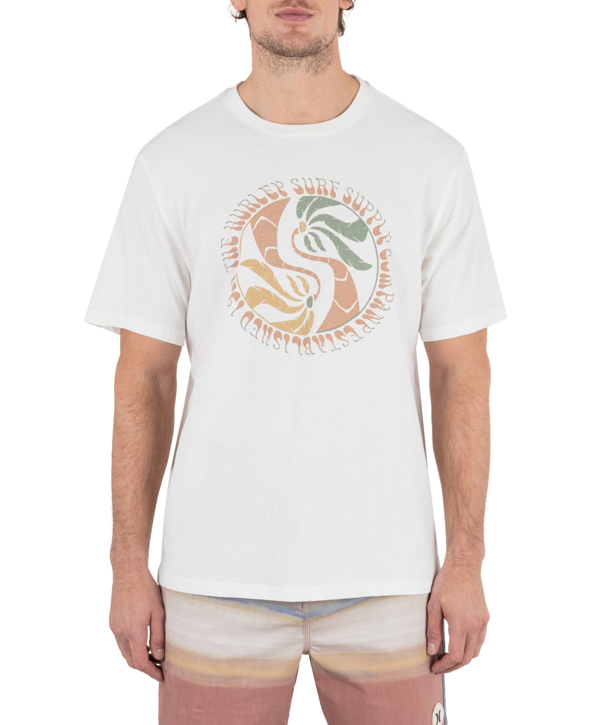 Men's Yin Yang Palms Short Sleeve T-Shirt - Barely bone