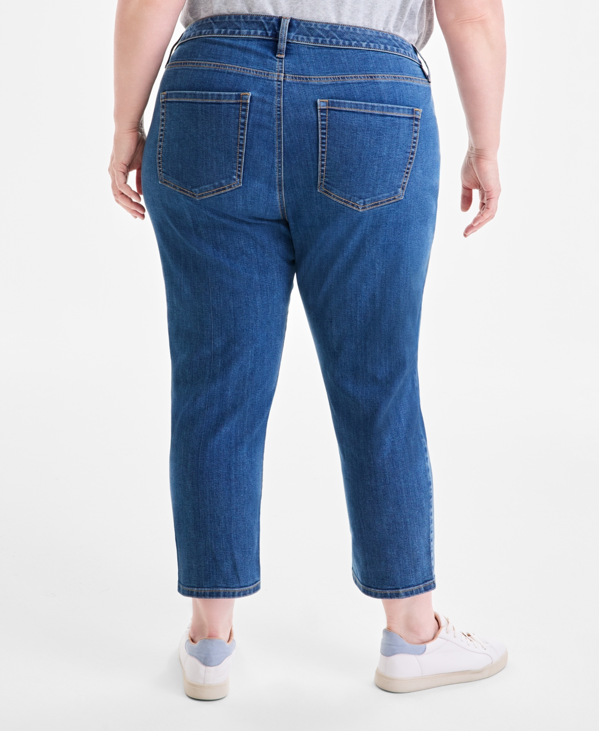 Style & Co Plus Size Mid Rise Slim Straight Ankle Jeans, Macy's Exclusive In Blue