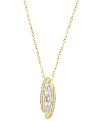 EFFY&reg; Lab Grown Diamond Pendant Necklace (7/8 ct. t.w.) in 14k Yellow Gold, 17" + 1" extender