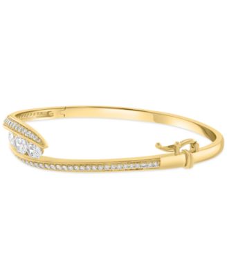 EFFY&reg; Lab Grown Diamond Three Stone Swirl Bangle Bracelet (1-7/8 ct. t.w.) in 14k Gold