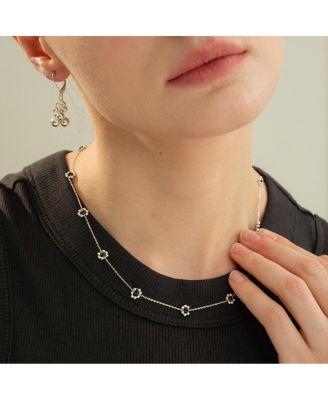 Sterling Silver Dari Onyx Flower Necklace