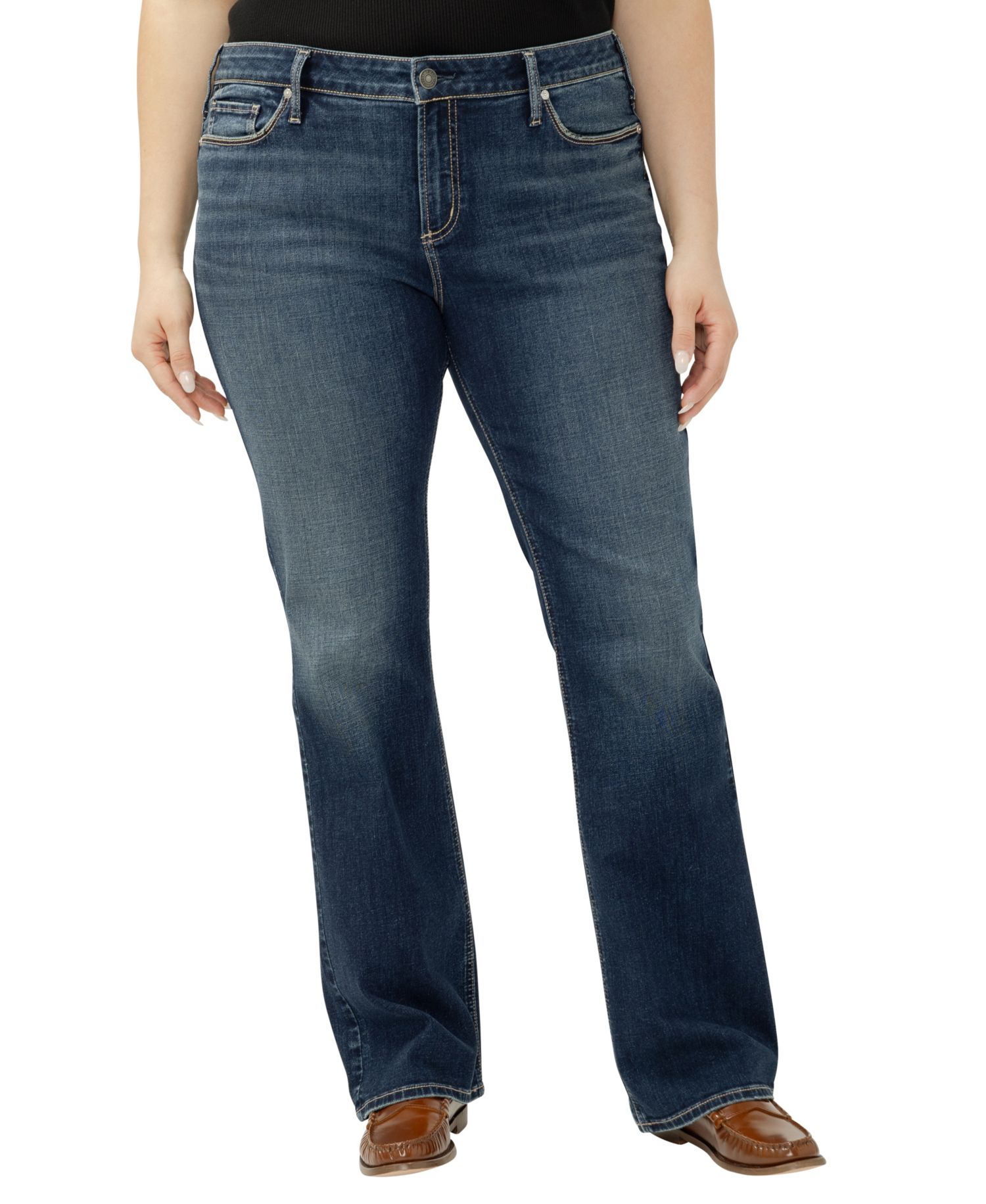 Plus Size Elyse Mid Rise Comfort Fit Bootcut Jeans