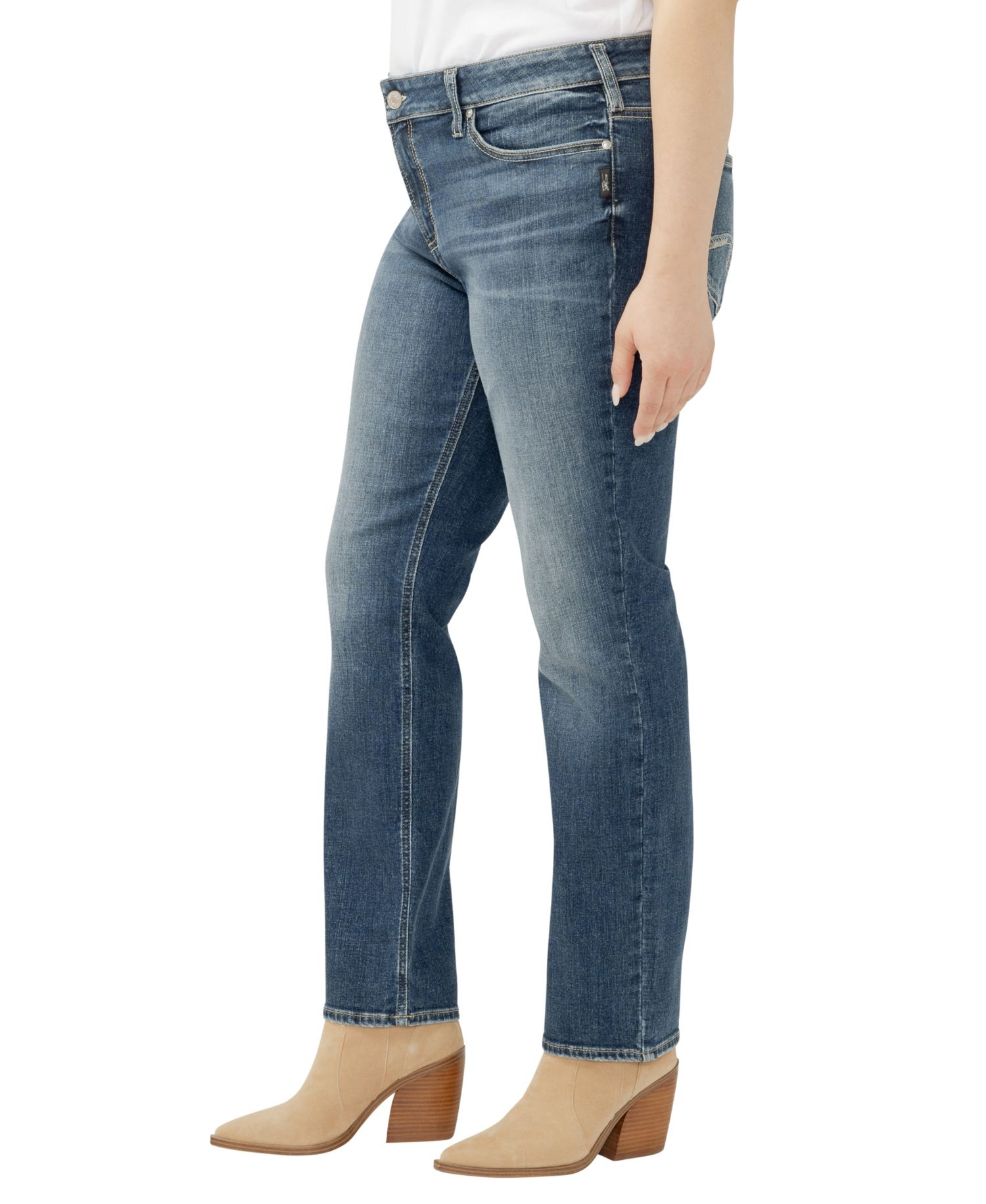 Plus Size Elyse Mid Rise Comfort Fit Straight Jeans