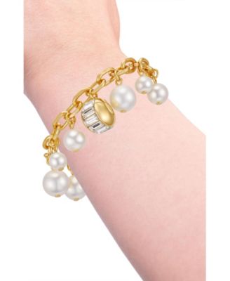 Cultivated Pearl Crystal Charm Bracelet