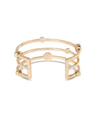 Hammered Gold-Tone Pearl Cuff Bracelet