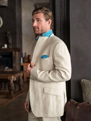 Men's Linen/Wool/Silk Blend Tailored Blazer