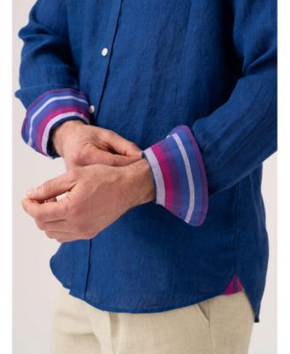 Men's Linen Grandfather Collar Shirt