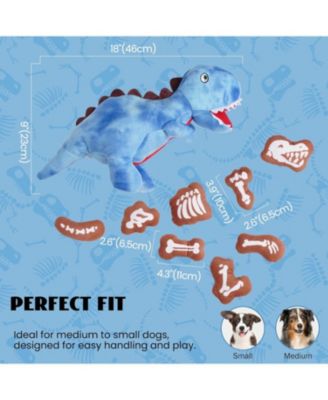 9 in 1 Dinosaur Plush Dog Toys, Christmas gift,Funny Stuffed Dino Puzzle Toy with 8 Fossil-Shaped Squeaky and Crinkle Toys