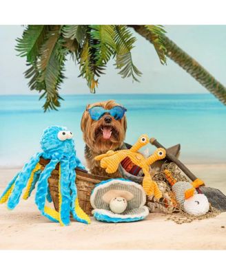 4 PCS Sea Creatures Crinkle Squeaky Dog Toys,Christmas gift,Octopus Shark Crab Mussel Toys, Interactive Toys for Small, Medium & Large Dogs