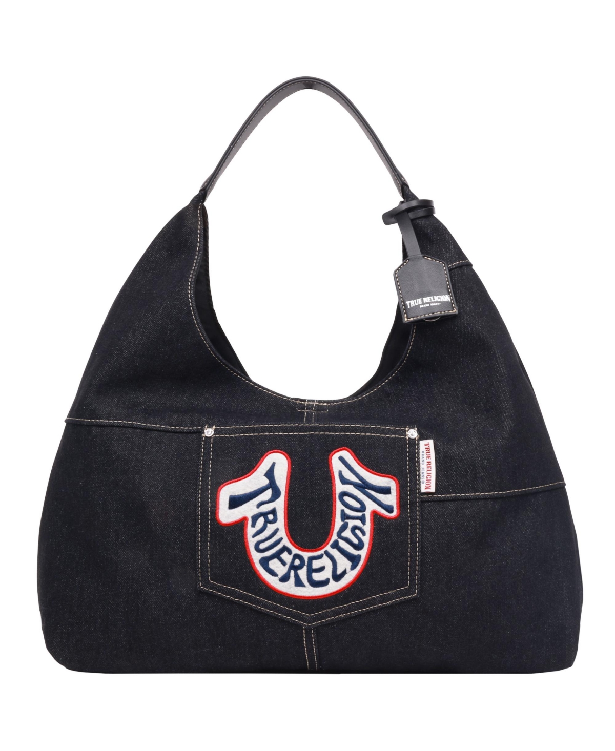 Retro Logo Denim Hobo Bag - Black