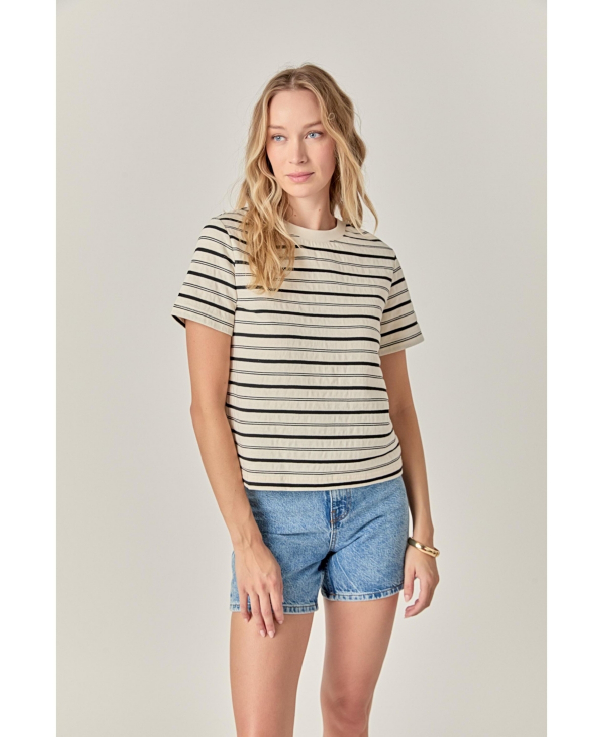 Women's Stripe T-shirt - White/black