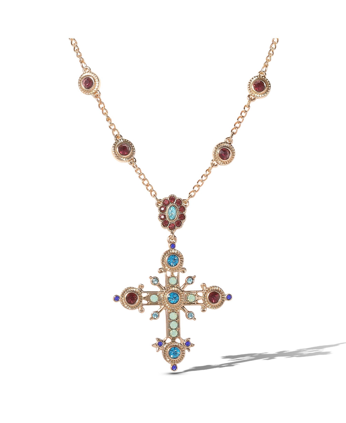 Crystal Gold-Tone Cross Pendant Necklace - Gold