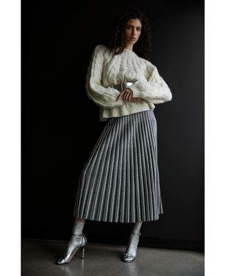 Women's Adeline Stripe Pleated Knit A Line Skirt