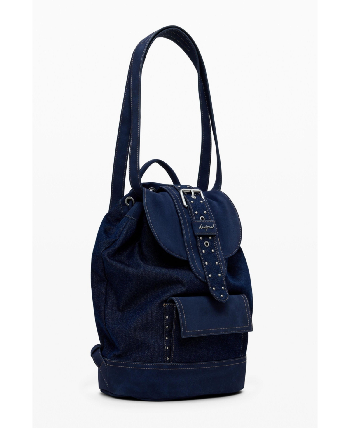 Desigual Women's Medium Convertible Denim Bucket Backpack In Blue