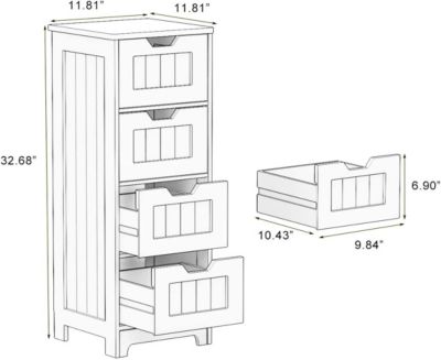 White Freestanding Storage Cabinet with 4 Drawers, Ideal for Bathroom, Kitchen & Living Room Organization