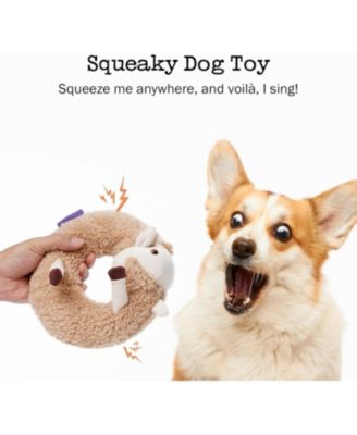 Alpaca Squeaky Plush Circle Dog Toy, Ultra-soft Fur with Built-in Ring Squeaker, Interactive Pet Toy for All Breeds Sizes.