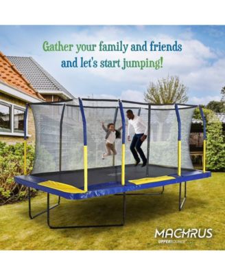 9' X 15' Gymnastics Style, Rectangular Trampoline Set with Premium Top-Ring Enclosure System - Blue/Yellow