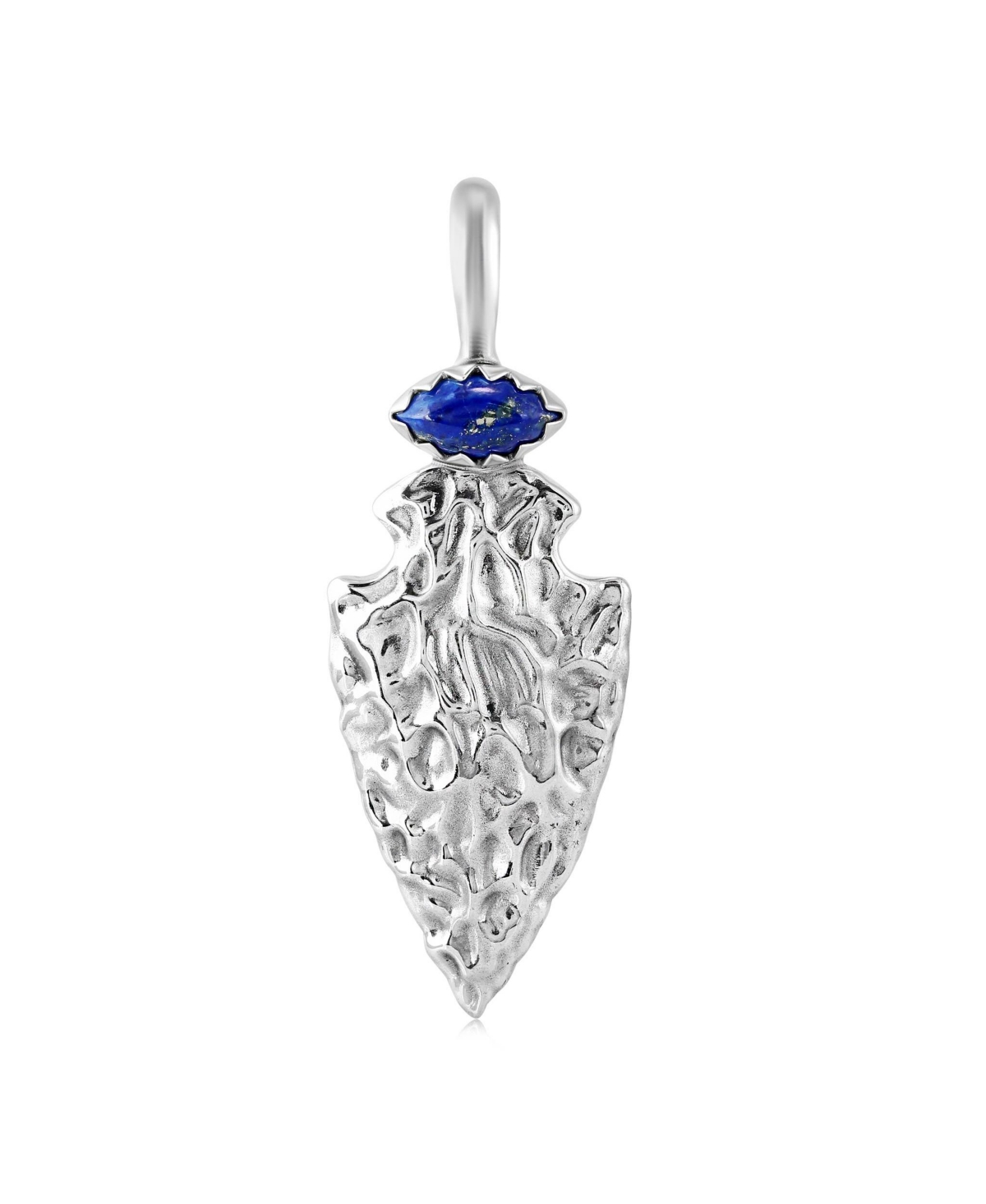 Sterling Silver Denim Lapis Fritz Casuse Arrowhead Pendant Enhancer