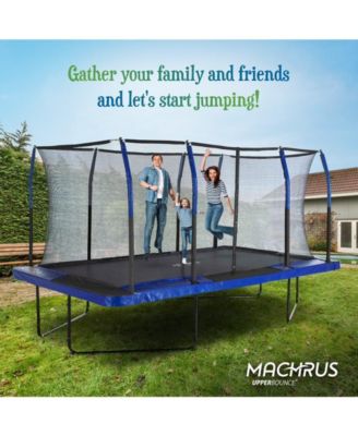 8' X 14' Gymnastics Style, Rectangular Trampoline Set with Premium Top-Ring Enclosure System - Blue/Black