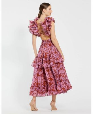 Women's Ruffle Tiered Cut-Out Chiffon Dress