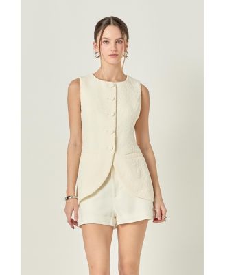 Women's Textured fabric round-hem vest