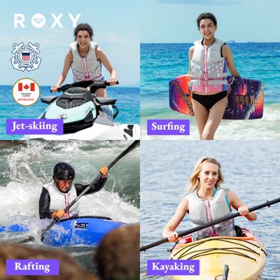 Roxy Women's Life Vest, USCG Approved Life Jacket, Evoprene PFD for water sports