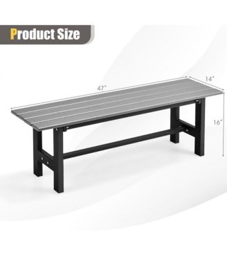 Outdoor HDPE Bench w/ Metal Frame 47'' x 14'' x 16'' for Yard Garden