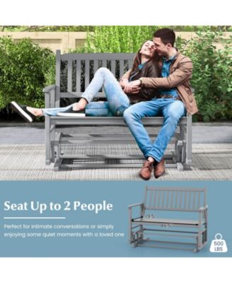Patio Glider Loveseat Chair Swing Rocking Bench w/ Curved Backrest & Slatted Seat