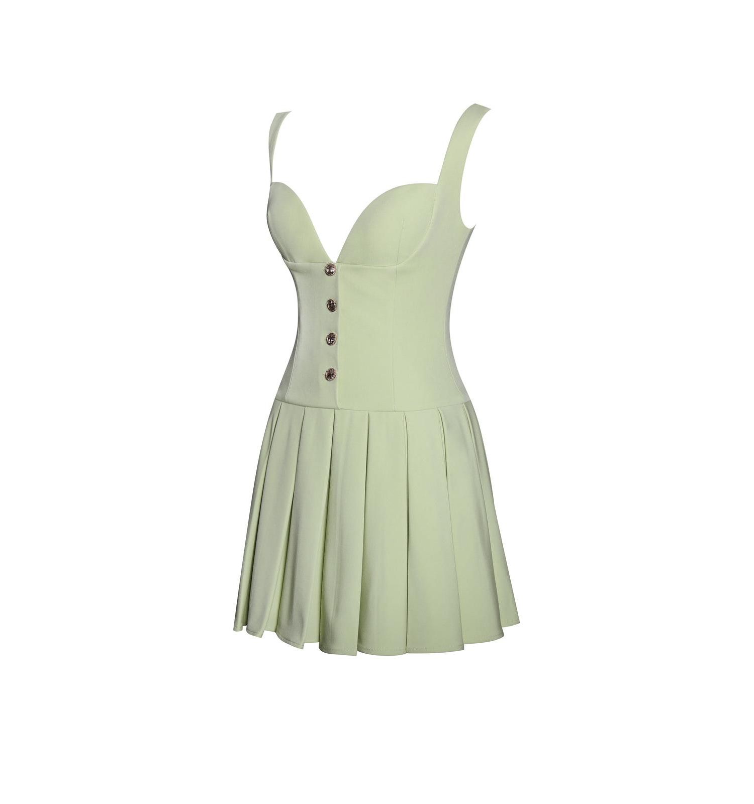Women's Tala Pistachio Green Sleeveless Pleated Preppy Mini Dress