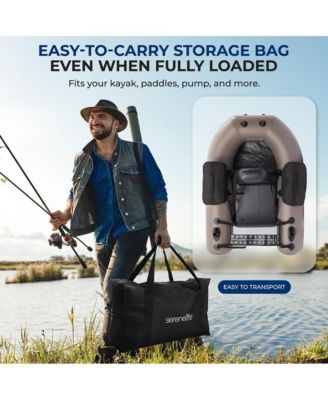 Inflatable Modular Fishing Kayak with Single-Action Hand Pump, Carry Bag, and Repair Kit