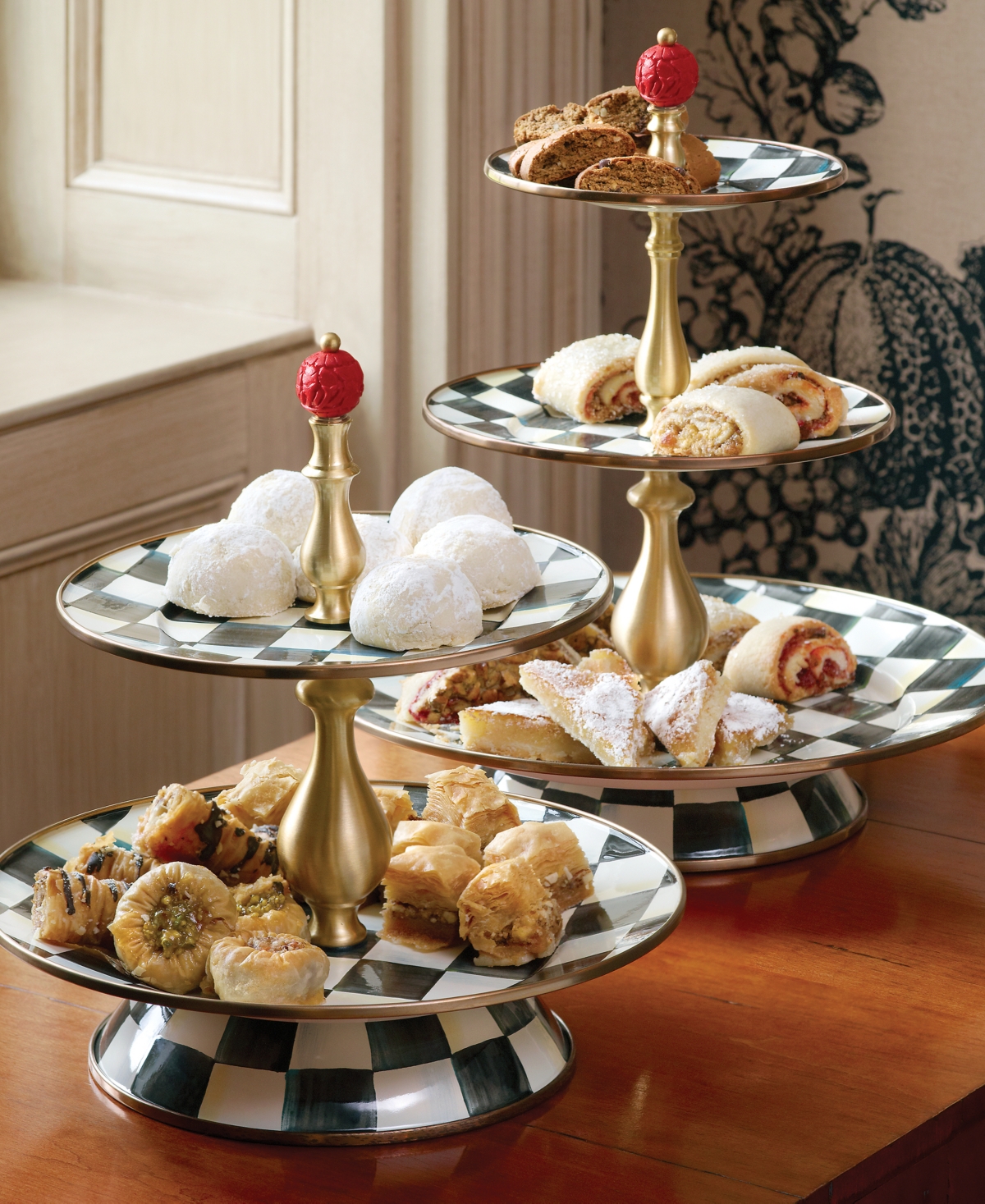 Mackenzie-Childs Courtly Check -Tier Sweet Stand