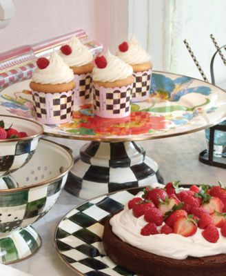 White Flower Market Large Pedestal Platter