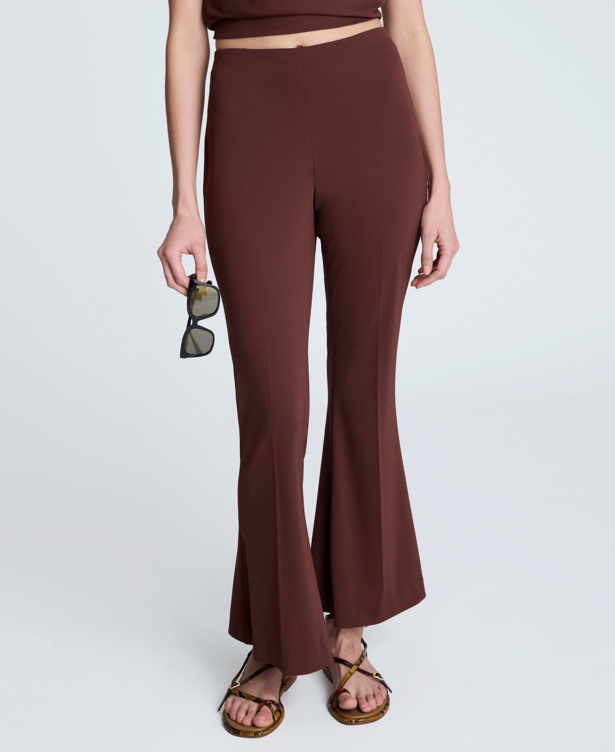 Women's Hollywood Waist Pull On Flare Leg Pants - Burgundy Spice