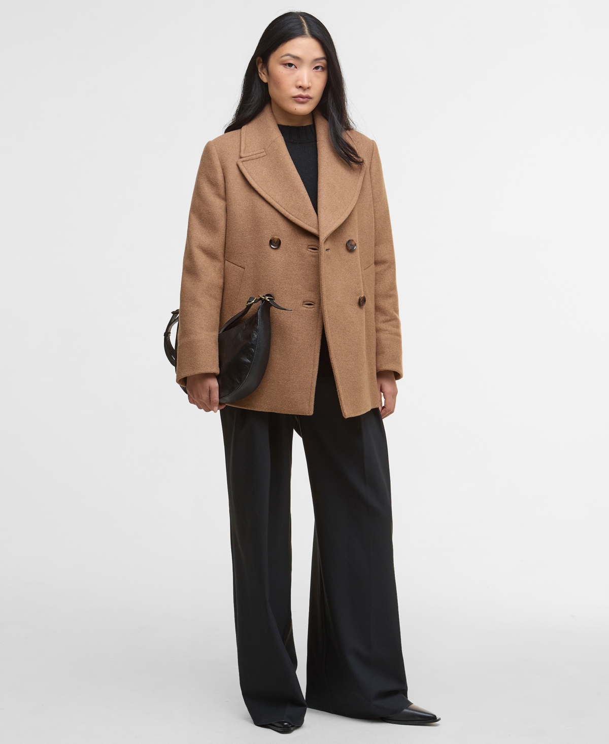 Barbour Women's Indie Double-breasted Peacoat In Brown