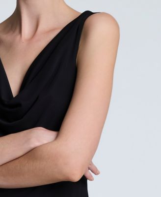 Women's Cowlneck Asymmetric-Hem Maxi Dress