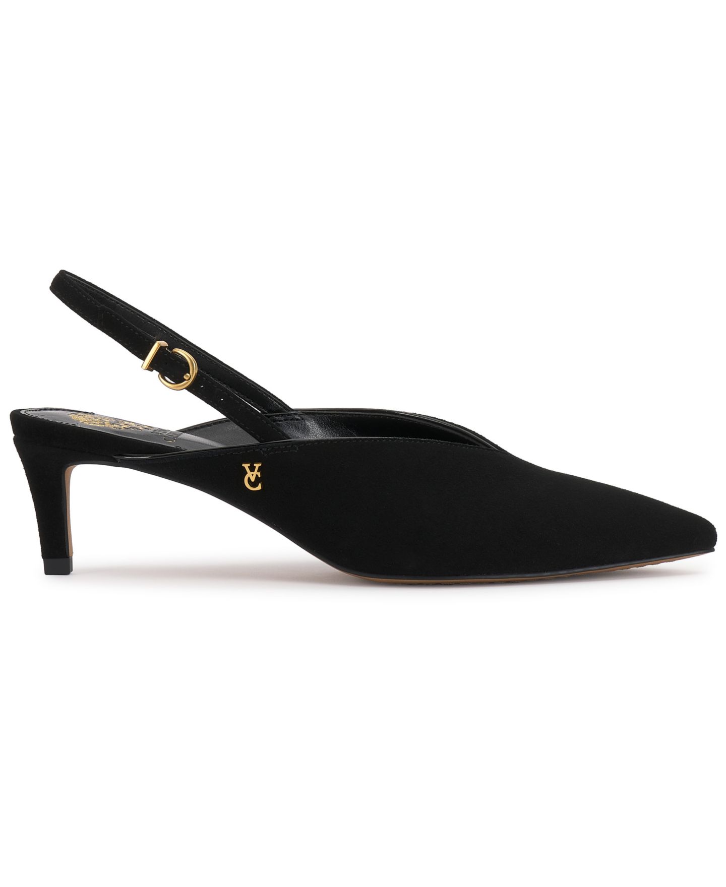 Женские туфли Vince Camuto Kylien Pointed Toe Slingback Pumps, цвет: Чёрный замшевый — фото 2