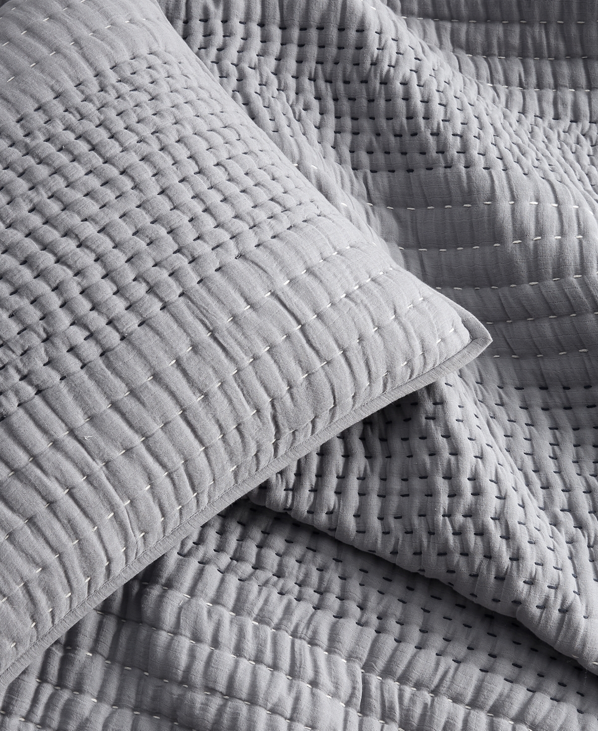 Oake Pick Stitch 3-pc. Coverlet Set, Full/queen, Exclusively For Macy's In Gray