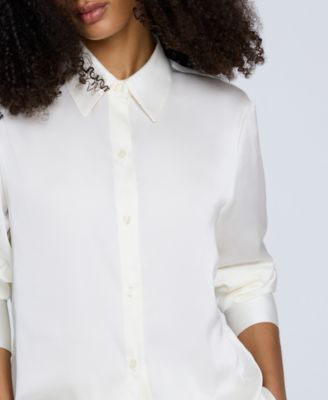 Women's Button-Front Satin Shirt