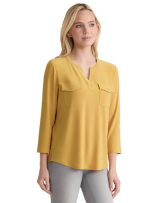 Petite V-Neck Long Sleeve Pocket Top