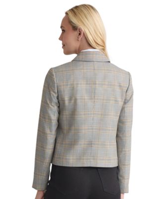 Women's Plaid Button-Down Moto Jacket