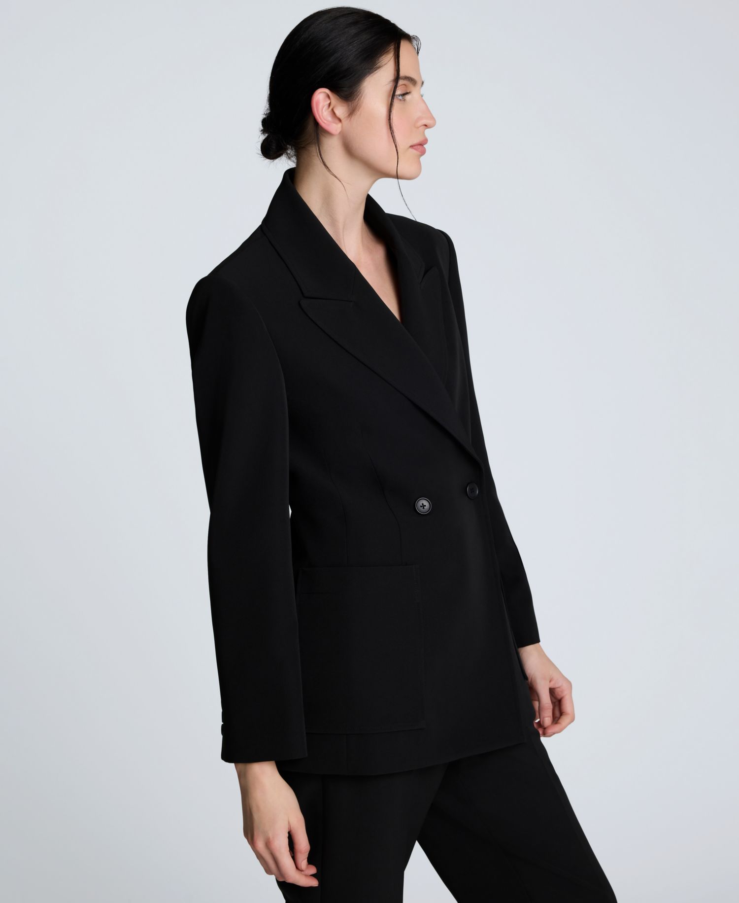 Women's Luxe Twill Double-Breasted Blazer
