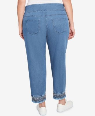 Plus Size Soft Beaded Embroidery Jeans