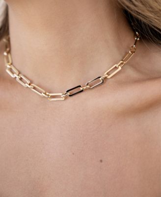 Golden Flat Rectangle Chain Necklace