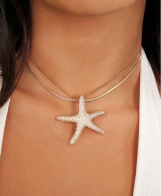 Pave Starfish Statement Necklace