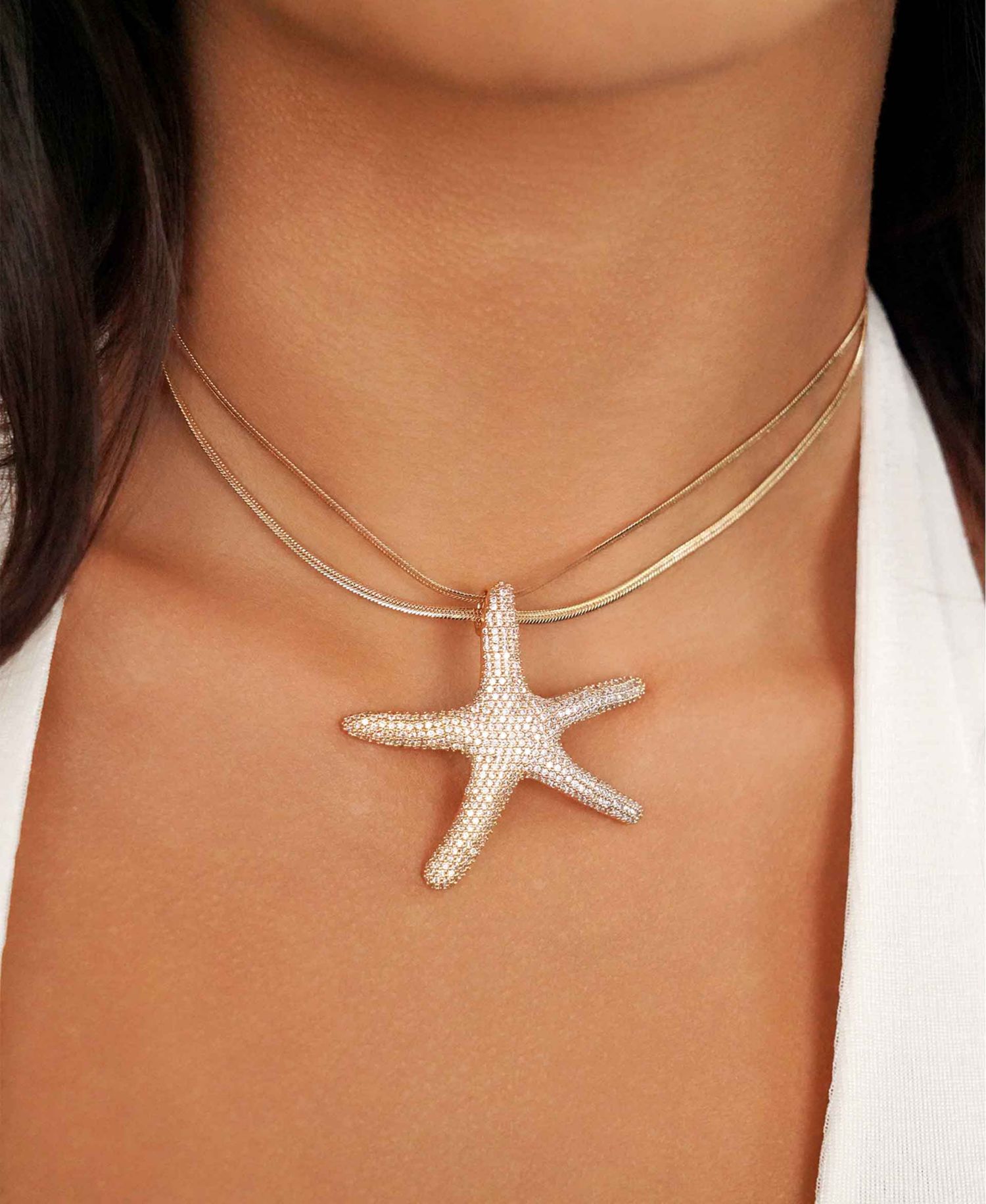Pave Starfish Statement Necklace