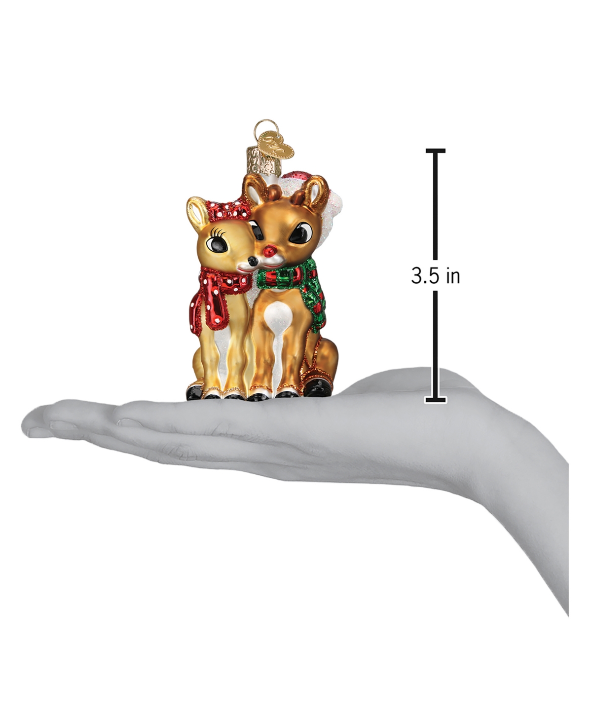 Old World Christmas 3.5" Rudolph And Clarice Ornament In Multi