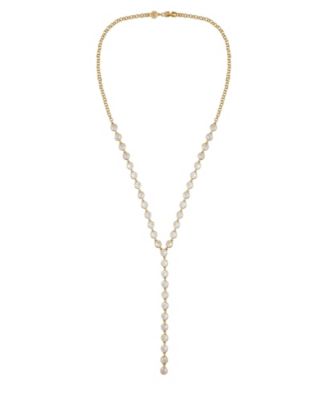Gold Tone Cascading Cubic Zirconia Y-Drop Necklace