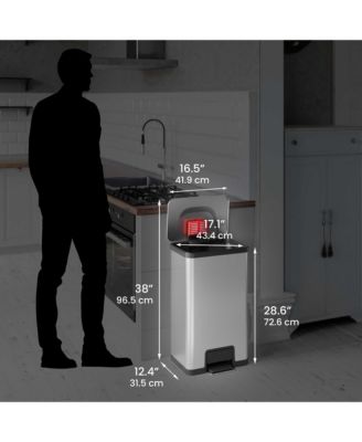 18 Gallon / 68 Liter AirStep Stainless Steel Kitchen Trash Can with Odor Filter